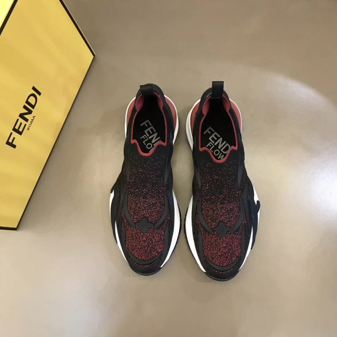FD Fendi Flow Running Sneakers Black And Red - Image 5