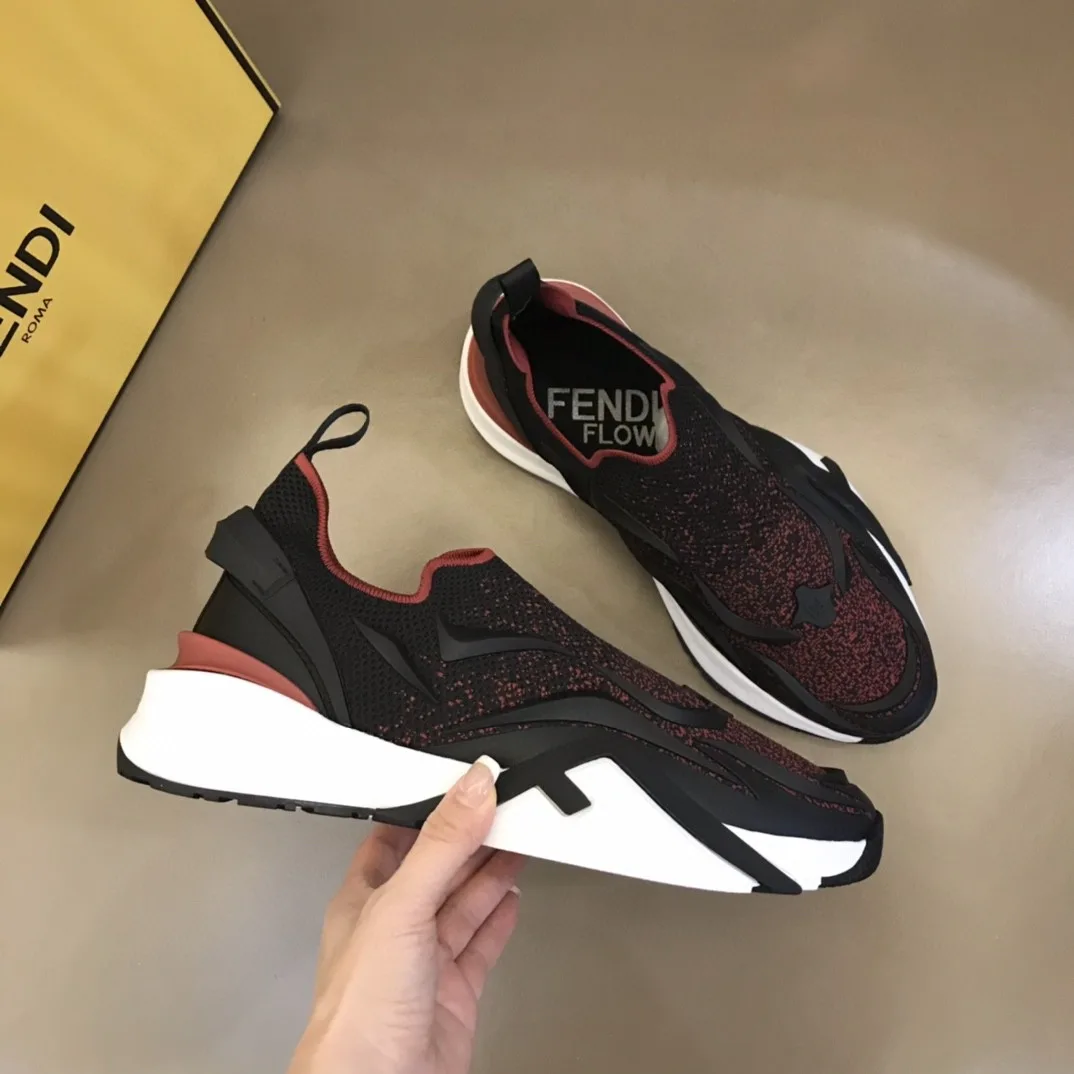 FD Fendi Flow Running Sneakers Black And Red - Image 2