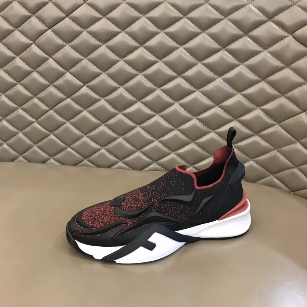 FD Fendi Flow Running Sneakers Black And Red - Image 3