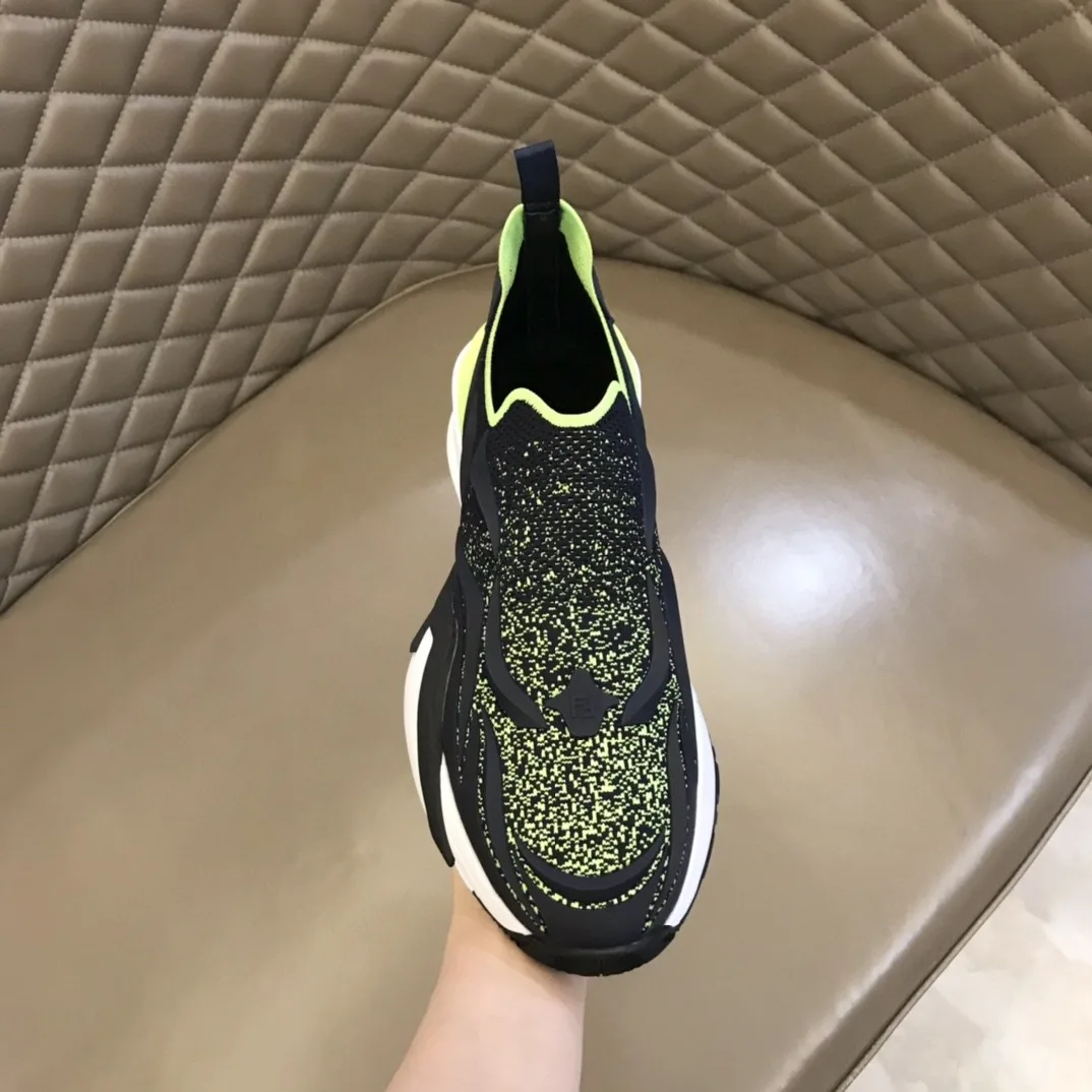FD Fendi Flow Running Sneakers Black And Green - Image 4
