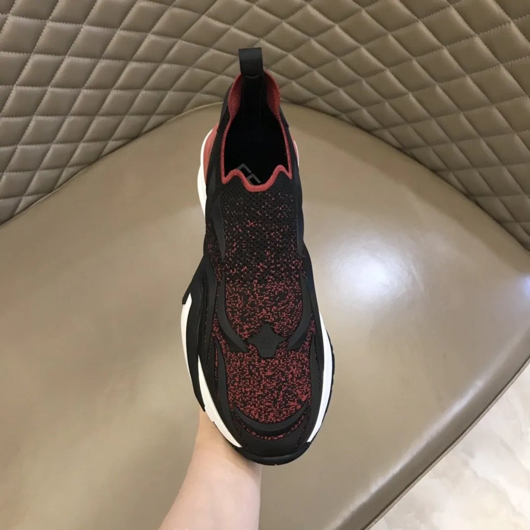 FD Fendi Flow Running Sneakers Black And Red - Image 4