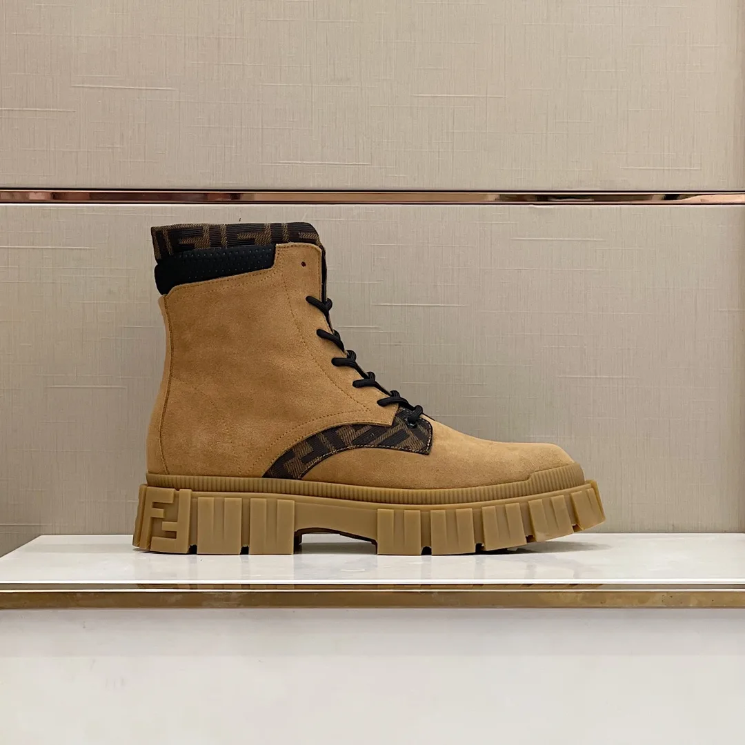 Fendi FD Fendi Force Lace-Up Ankle Boots Brown - Image 7