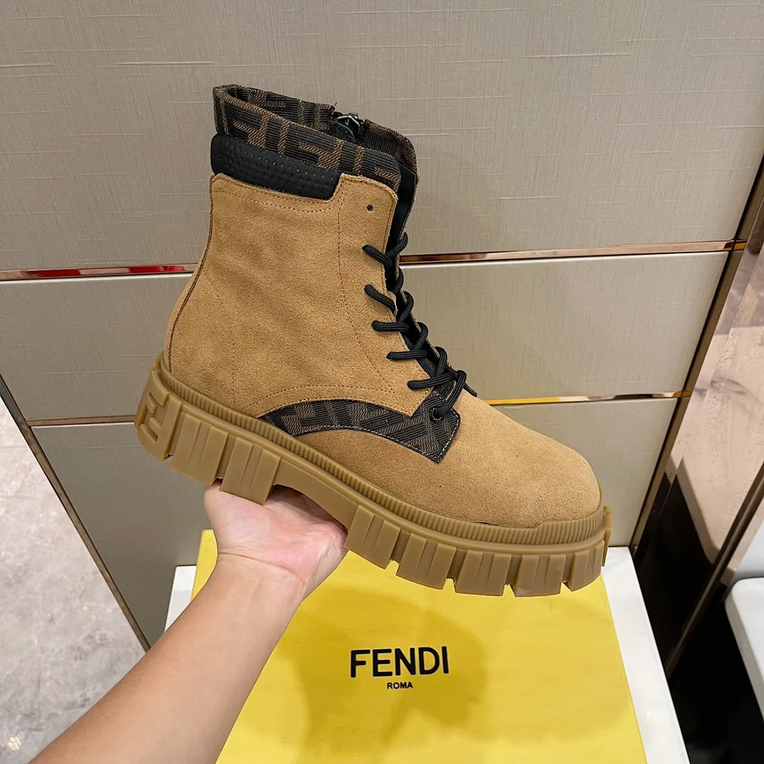 Fendi FD Fendi Force Lace-Up Ankle Boots Brown - Image 8