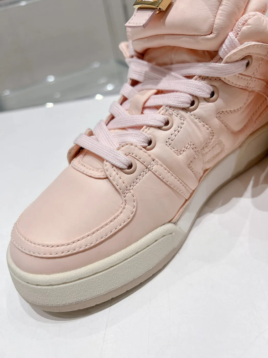 Alternative view of FD Fendi Match Lace-Up High-Top Sneakers Pink 8E8380ALIRF1JG9