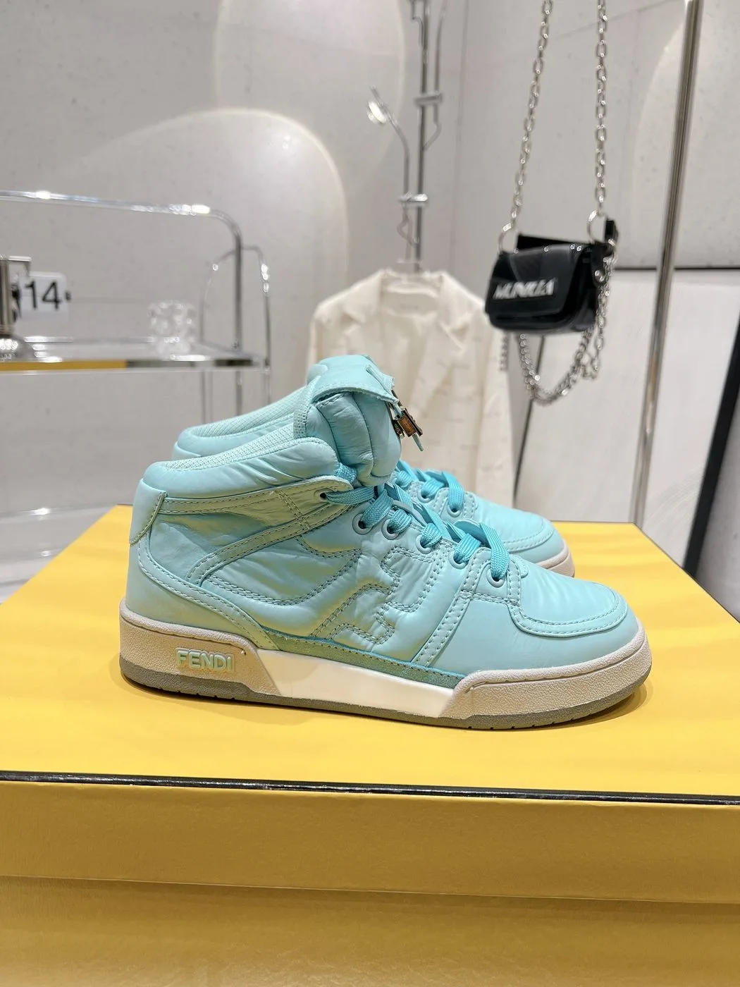 Alternative view of FD Fendi Match Lace-Up High-Top Sneakers Blue 8E8380ALIRF1JGC