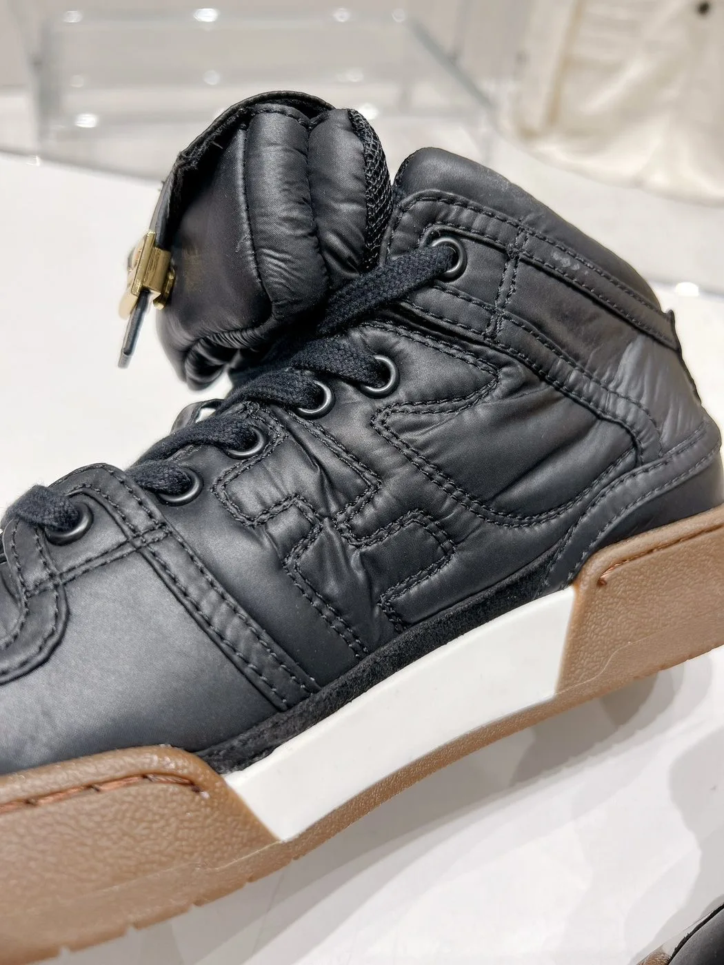 Alternative view of FD Fendi Match Lace-Up High-Top Sneakers Black