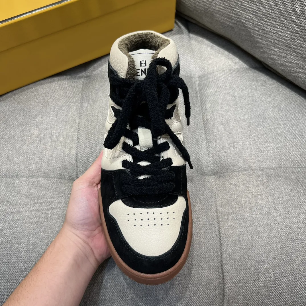 Fendi FD Fendi Match Lace-Up Hight-Tops Sneakers Black 8E8358AHH2F1FZB - Image 9