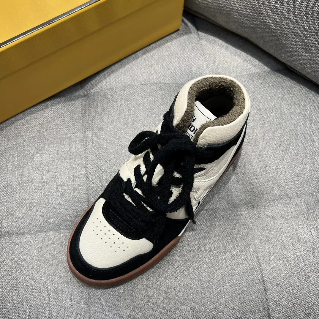 Fendi FD Fendi Match Lace-Up Hight-Tops Sneakers Black 8E8358AHH2F1FZB - Image 7