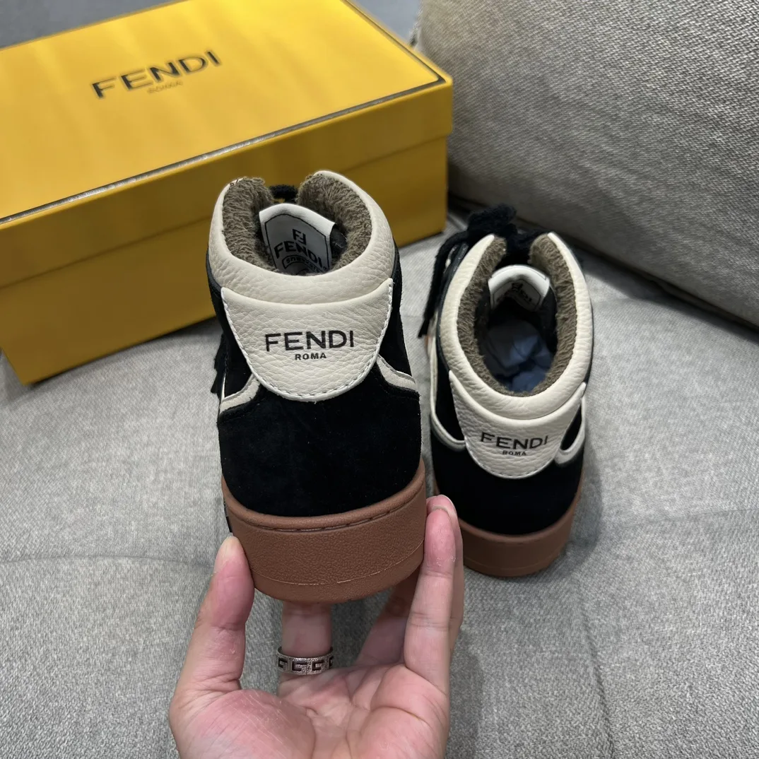 Fendi FD Fendi Match Lace-Up Hight-Tops Sneakers Black 8E8358AHH2F1FZB - Image 6
