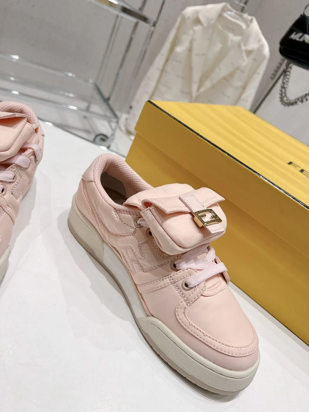 Alternative view of FD Fendi Match Lace-Up Low-Top Sneakers Pink