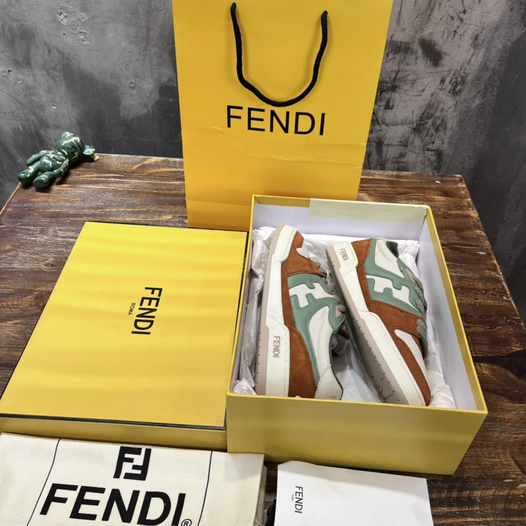 Alternative view of Fendi FD Fendi Match Low Tops Sneakers Brown And Green