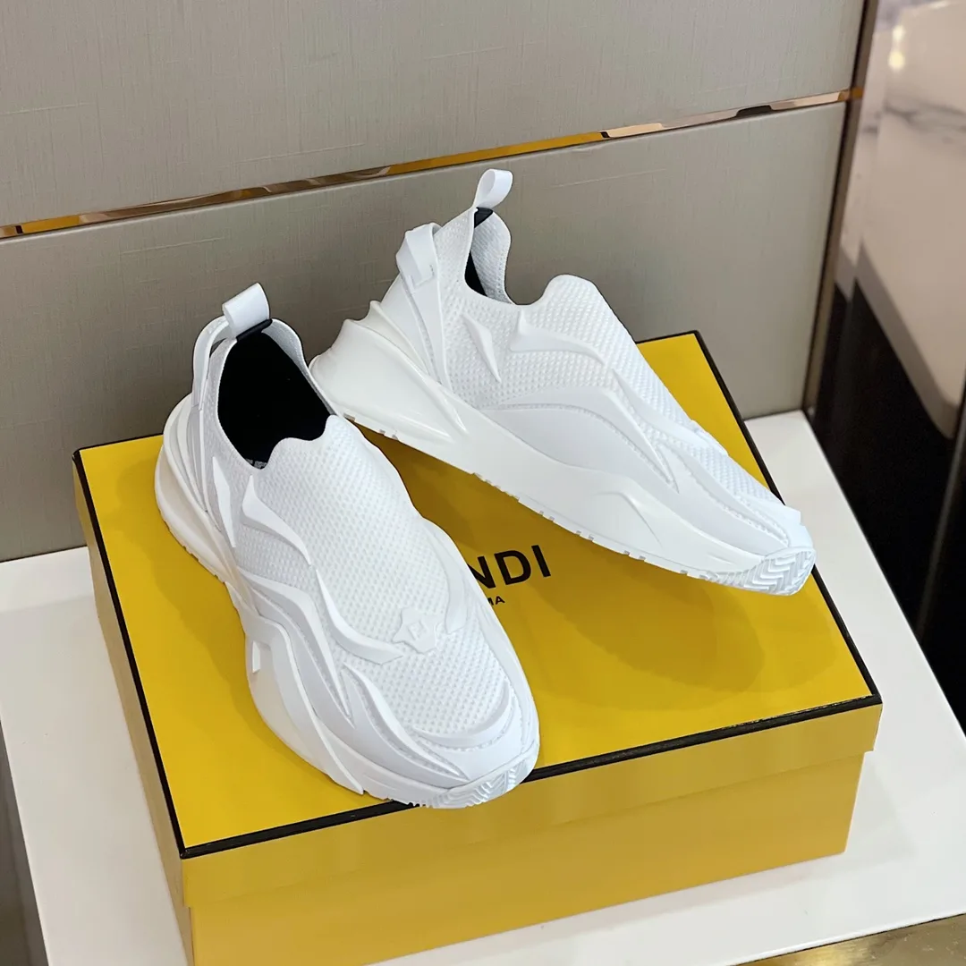 FD Fendi Flow Running Sneakers White 7E1504AHI8F0V4D - Image 9