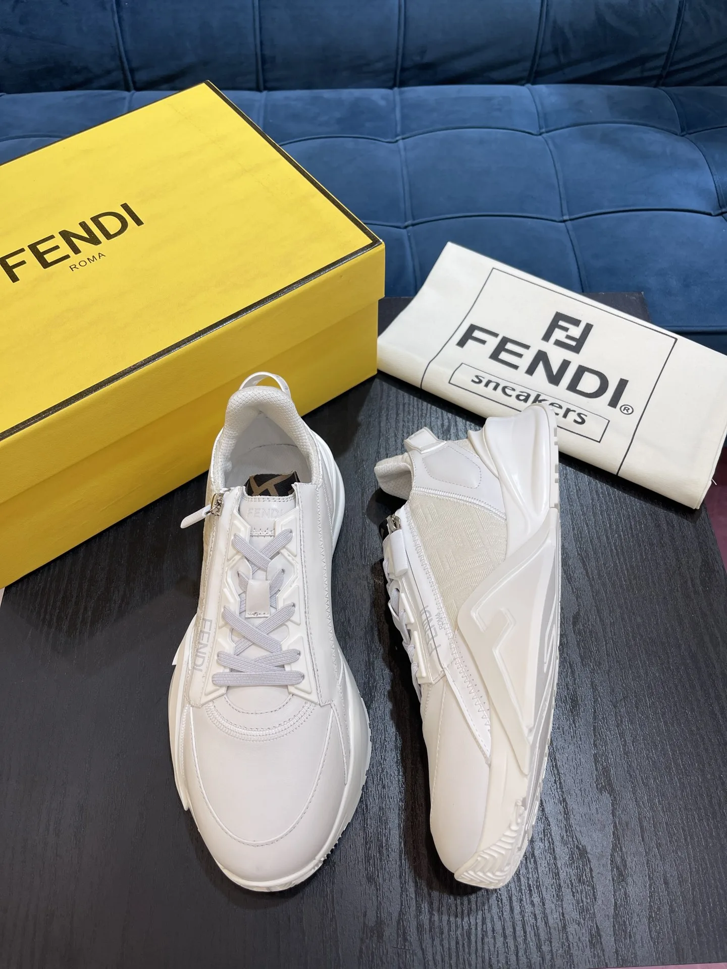 Fendi FD Flow Sneakers White 7E1392AK1QF1HGQ - Image 3