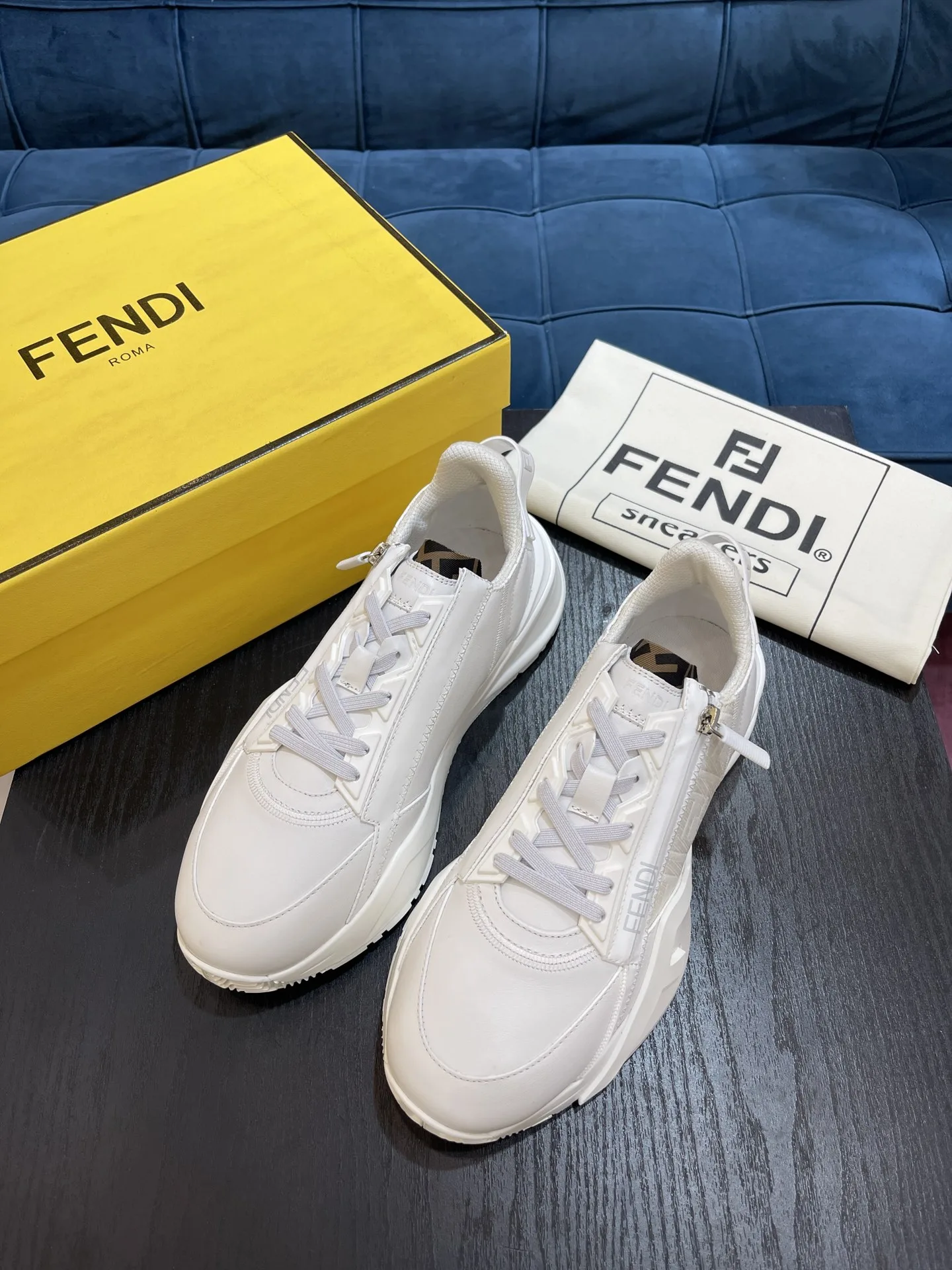Fendi FD Flow Sneakers White 7E1392AK1QF1HGQ - Image 4