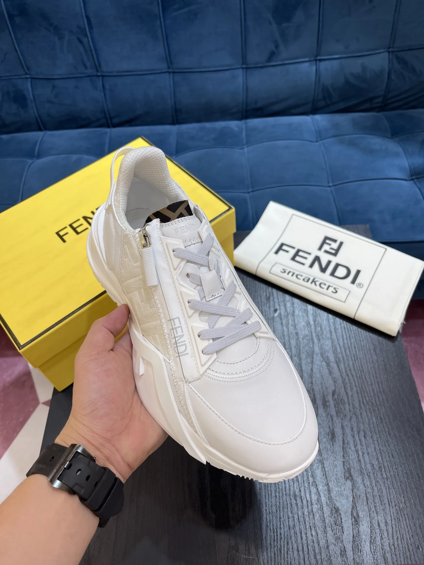 Fendi FD Flow Sneakers White 7E1392AK1QF1HGQ - Image 5