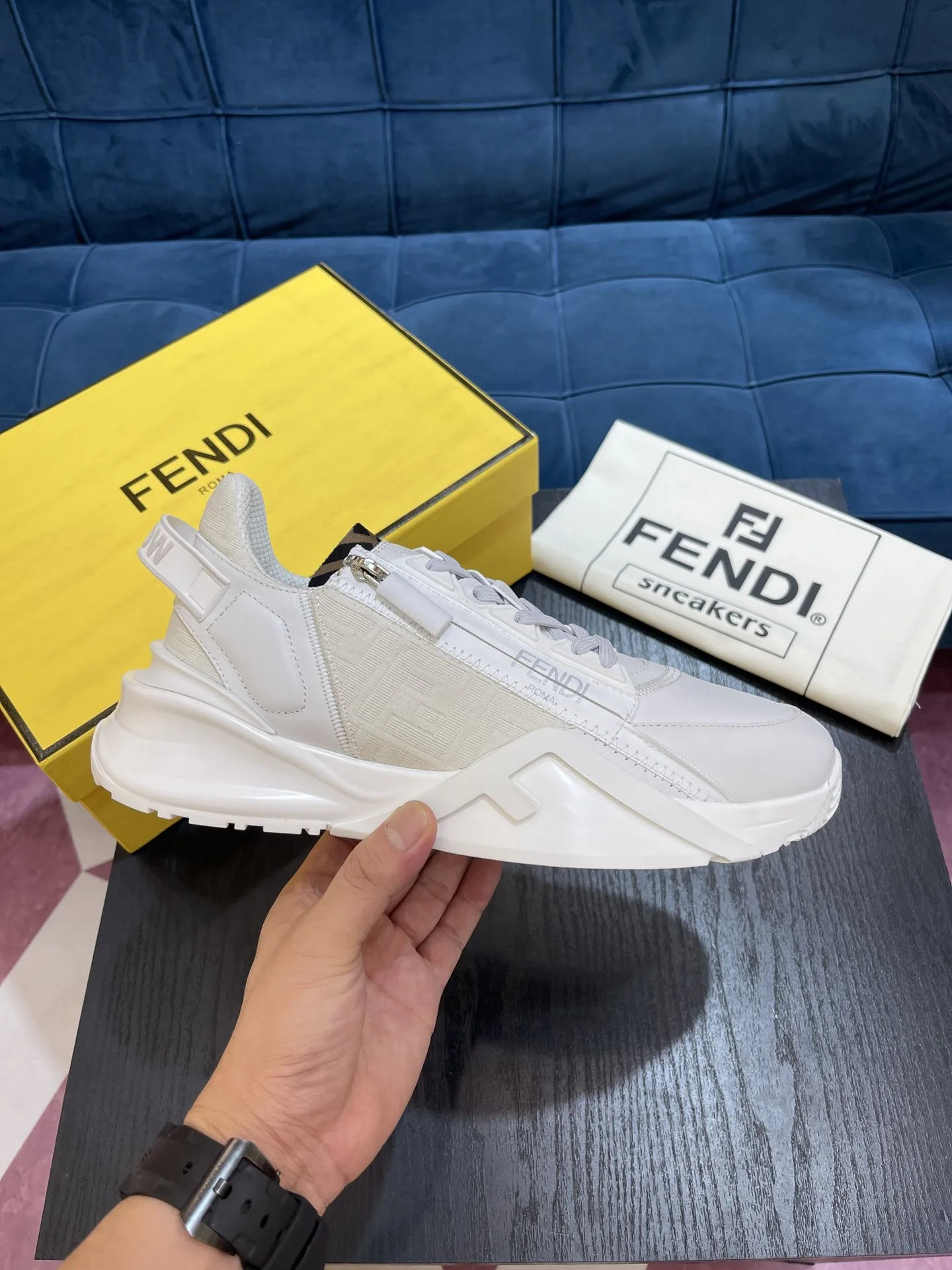 Fendi FD Flow Sneakers White 7E1392AK1QF1HGQ - Image 6