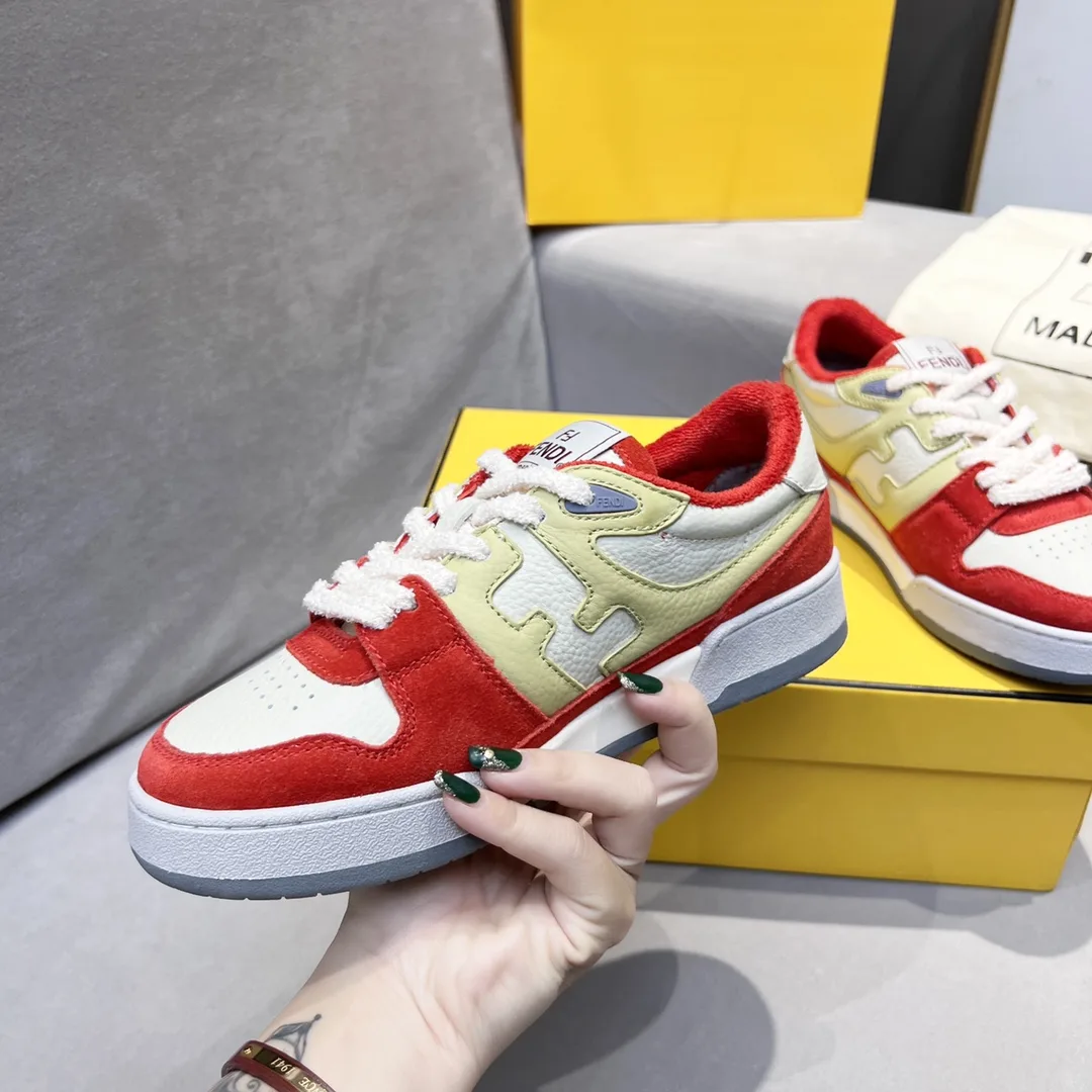 Fendi FD Match Low Tops Sneakers Red 7E1493AI1NF1H1D - Image 3