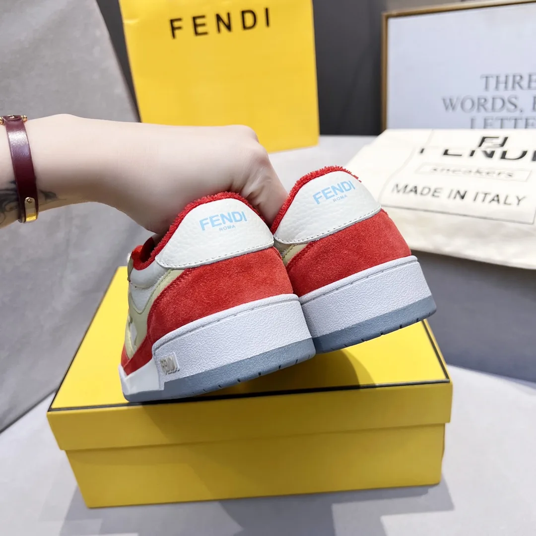 Fendi FD Match Low Tops Sneakers Red 7E1493AI1NF1H1D - Image 4