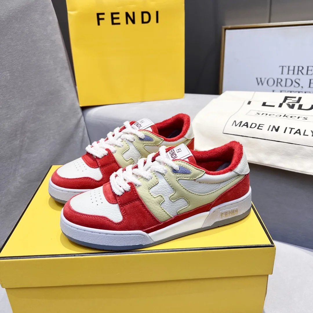 Fendi FD Match Low Tops Sneakers Red 7E1493AI1NF1H1D - Image 5