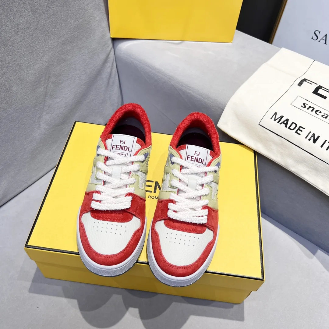 Fendi FD Match Low Tops Sneakers Red 7E1493AI1NF1H1D - Image 7