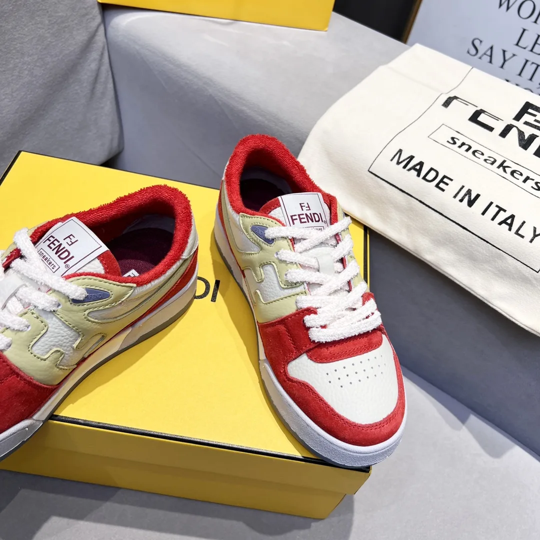 Fendi FD Match Low Tops Sneakers Red 7E1493AI1NF1H1D - Image 8