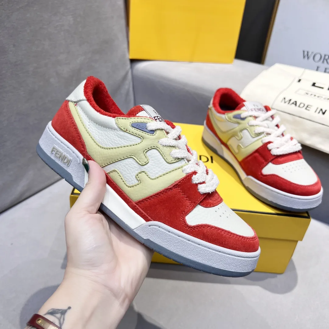 Fendi FD Match Low Tops Sneakers Red 7E1493AI1NF1H1D - Image 9