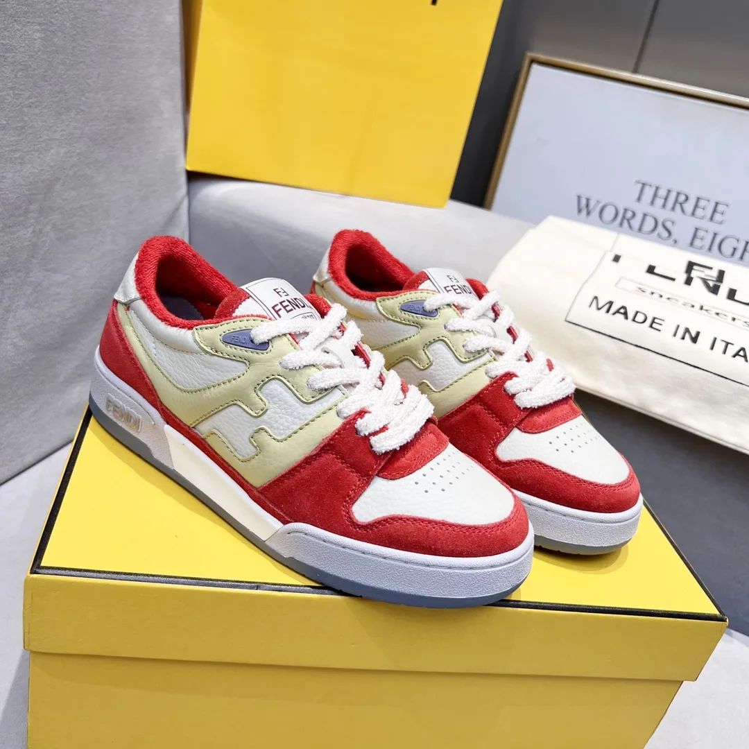 Fendi FD Match Low Tops Sneakers Red 7E1493AI1NF1H1D - Image 10