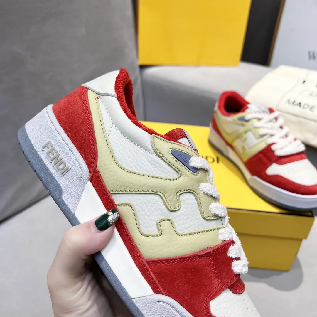 Fendi FD Match Low Tops Sneakers Red 7E1493AI1NF1H1D - Image 11