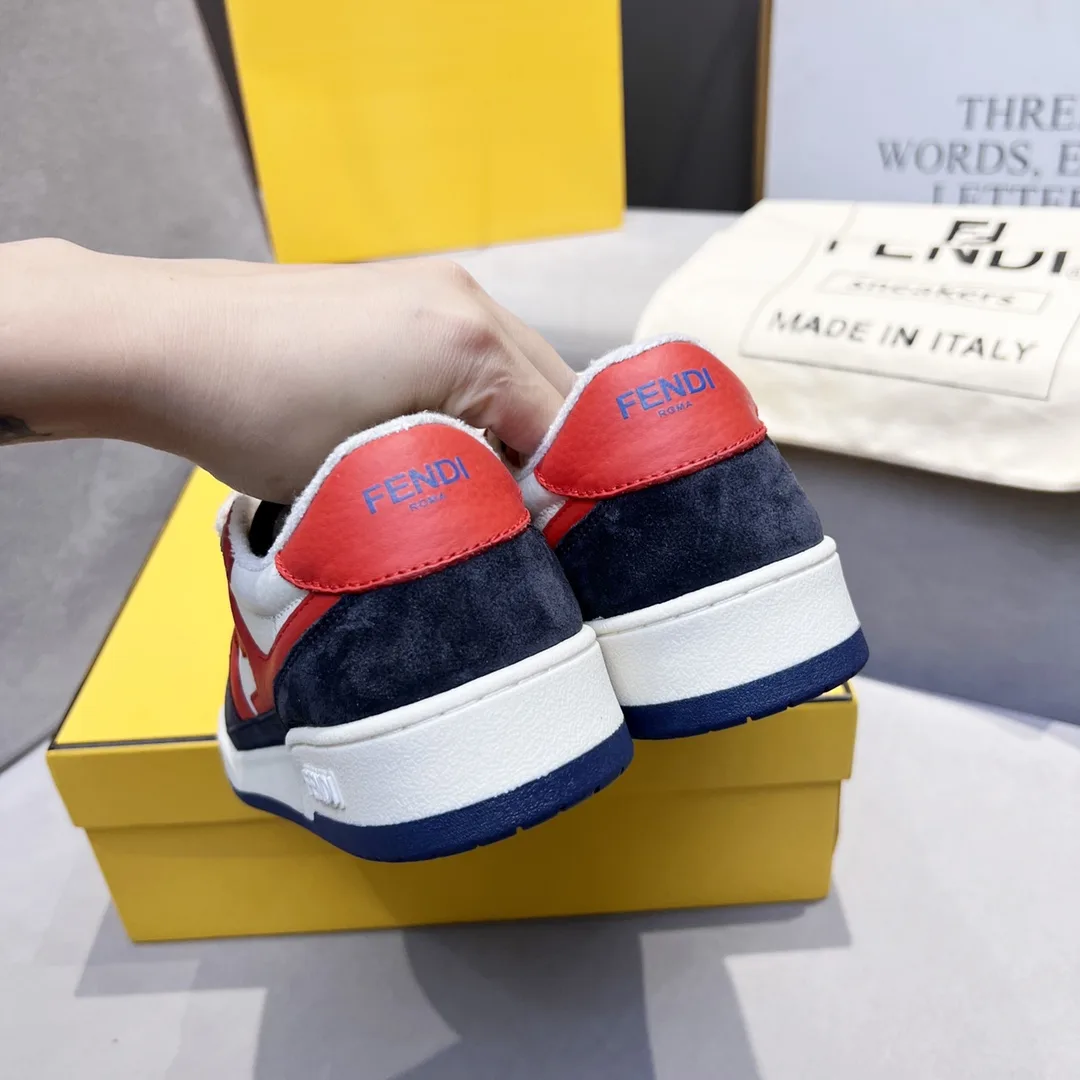 Fendi FD Match Low Tops Sneakers Red And Black - Image 4