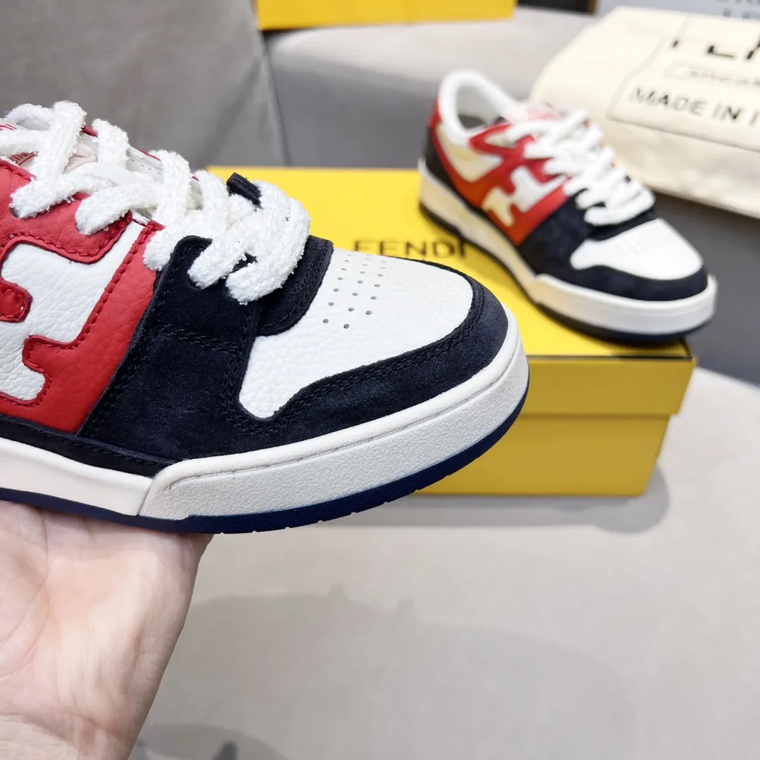 Fendi FD Match Low Tops Sneakers Red And Black - Image 5