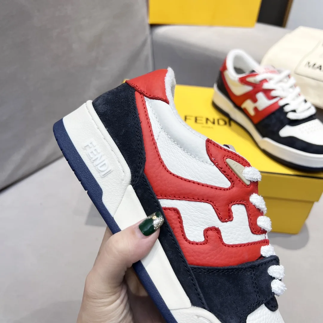 Fendi FD Match Low Tops Sneakers Red And Black - Image 6