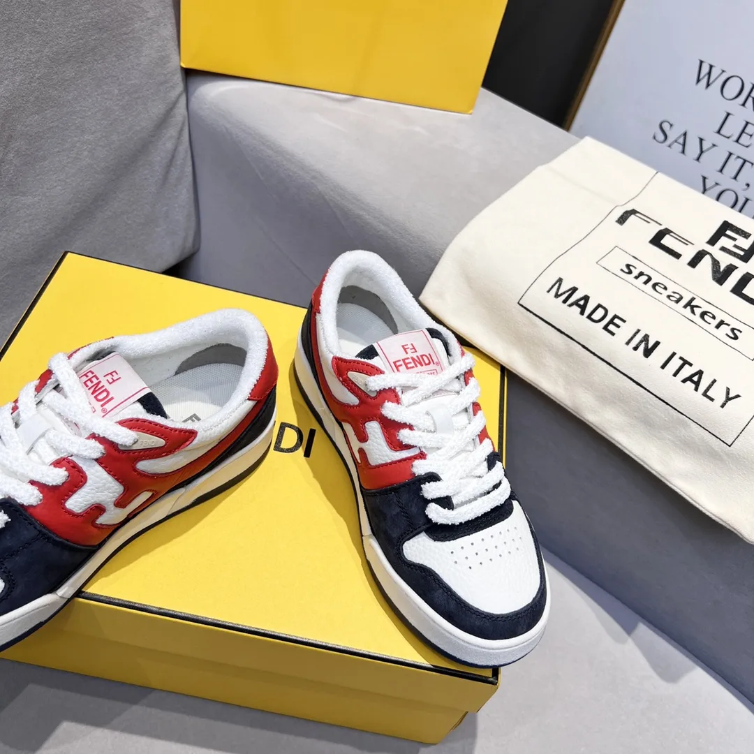 Fendi FD Match Low Tops Sneakers Red And Black - Image 8