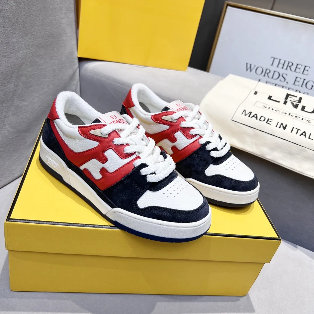 Fendi FD Match Low Tops Sneakers Red And Black - Image 9