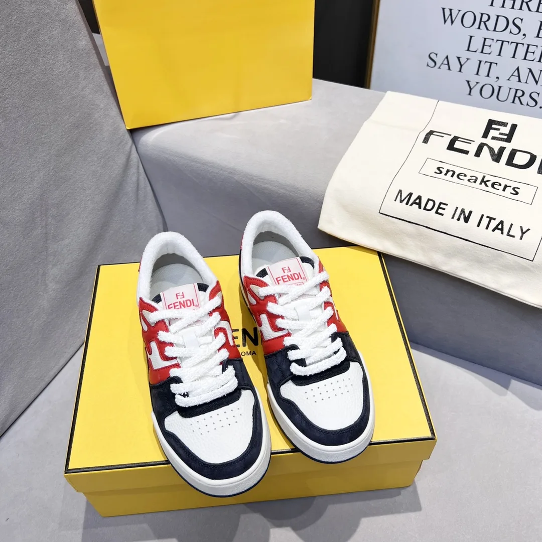 Fendi FD Match Low Tops Sneakers Red And Black - Image 10