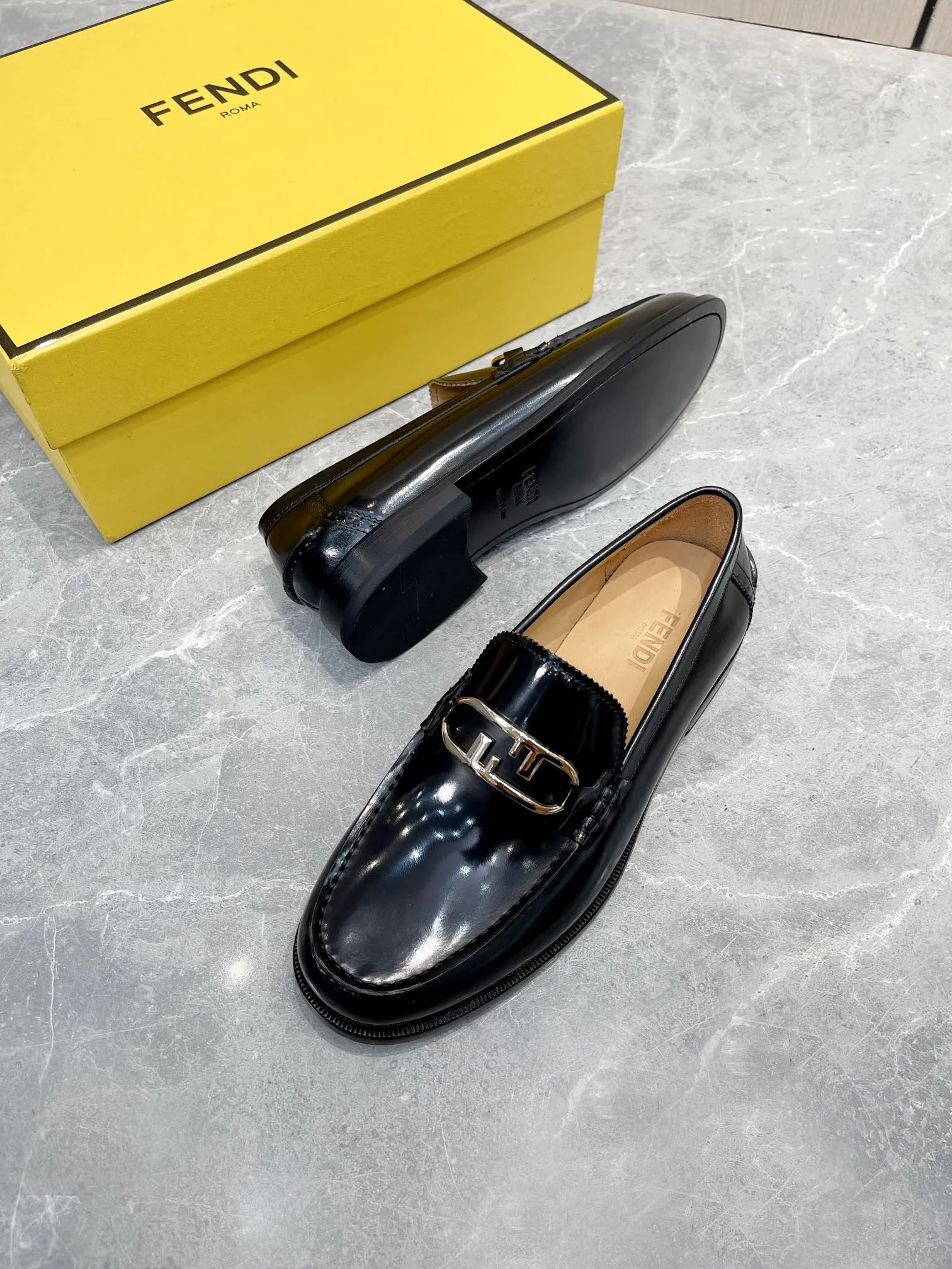 Fendi FD OLock Loafers Black 7D1557AK1TF0ABB - Image 3