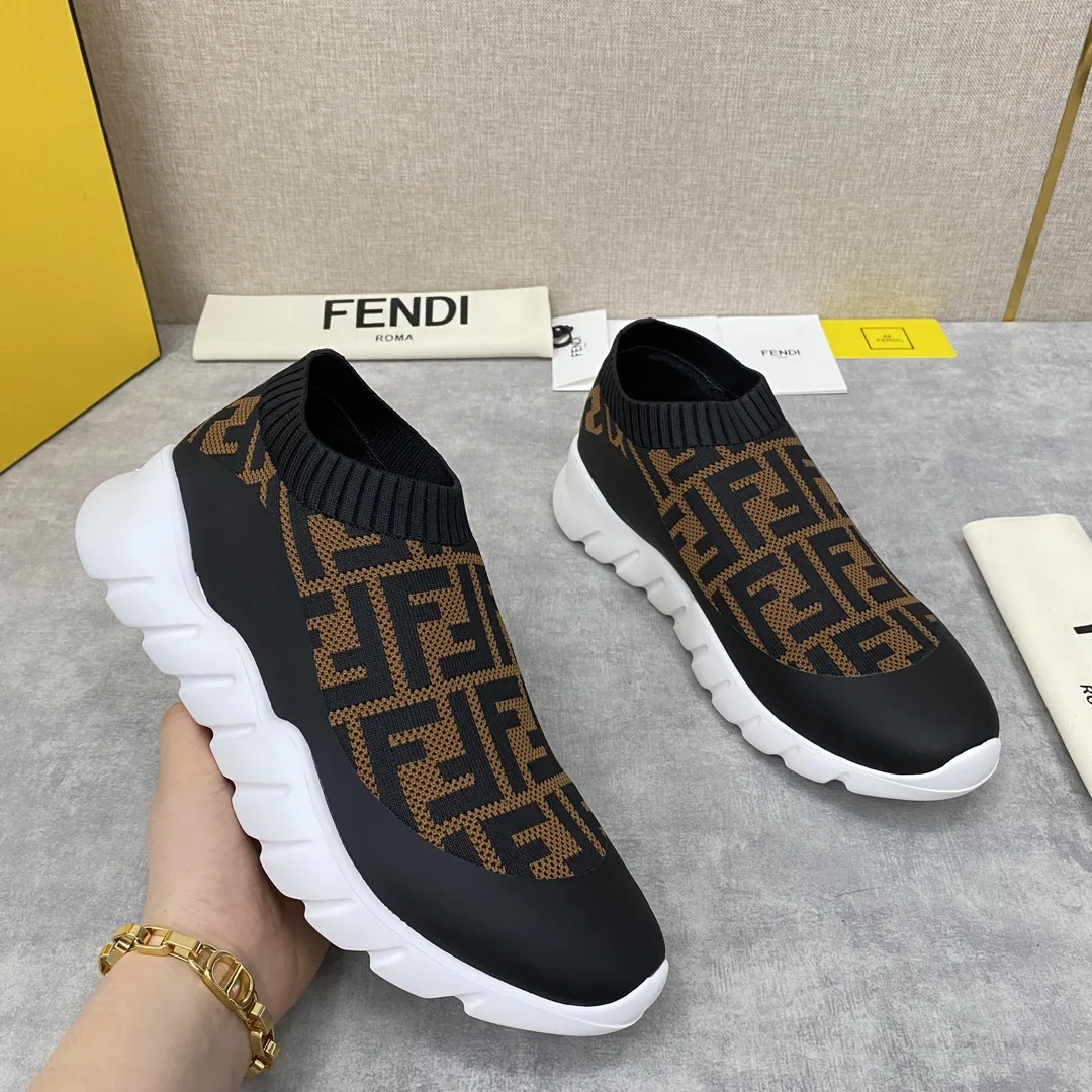 Fendi FD Slip-On Sneakers Brown 7E1254A7MNF17ML - Image 6