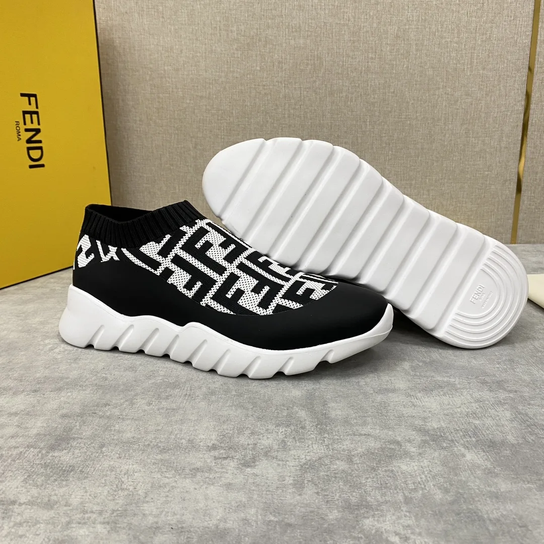 Alternative view of Fendi FD Slip-On Sneakers Black And White
