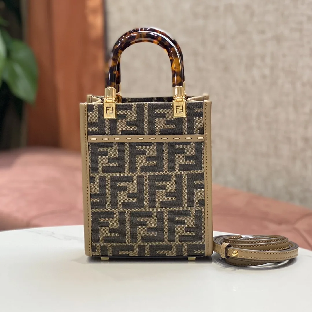 Fendi FD Sunshine Mini Shopper Bag Brown / - Image 5