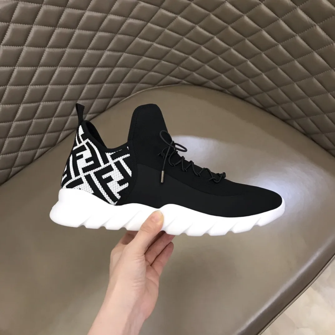 Alternative view of Fendi FD Technical Mesh High-Tops Sneakers White