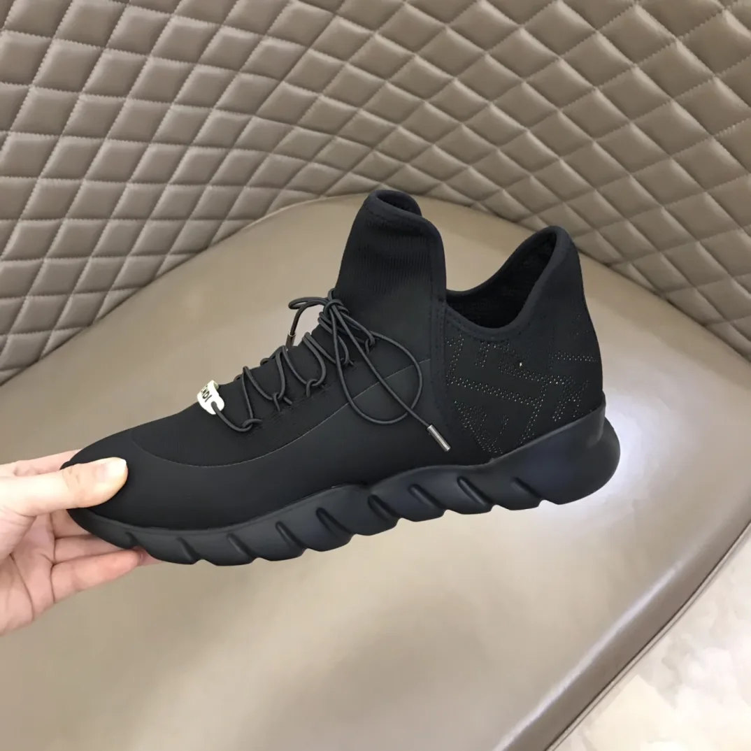 Alternative view of Fendi FD Technical Mesh High-Tops Sneakers Black