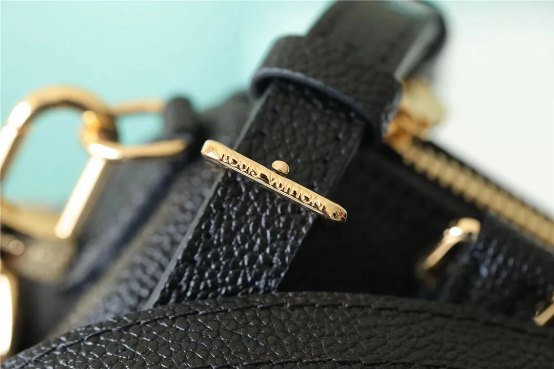 Louis Vuitton Nano Speedy Top Handle Bag / Black/ Beige Monogram Empreinte Gold Hardware - Image 3
