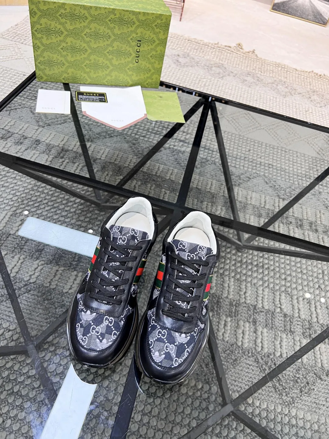 Alternative view of Gucci x Adidas Men’s GG Sneakers With Web Black