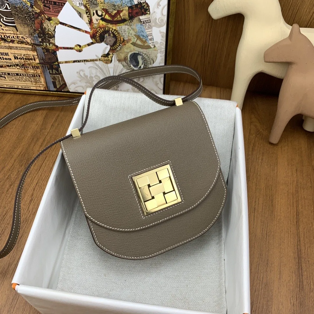 Alternative view of Hermes Mosaique 17 Grey, Gold Toned Hardware Bag
