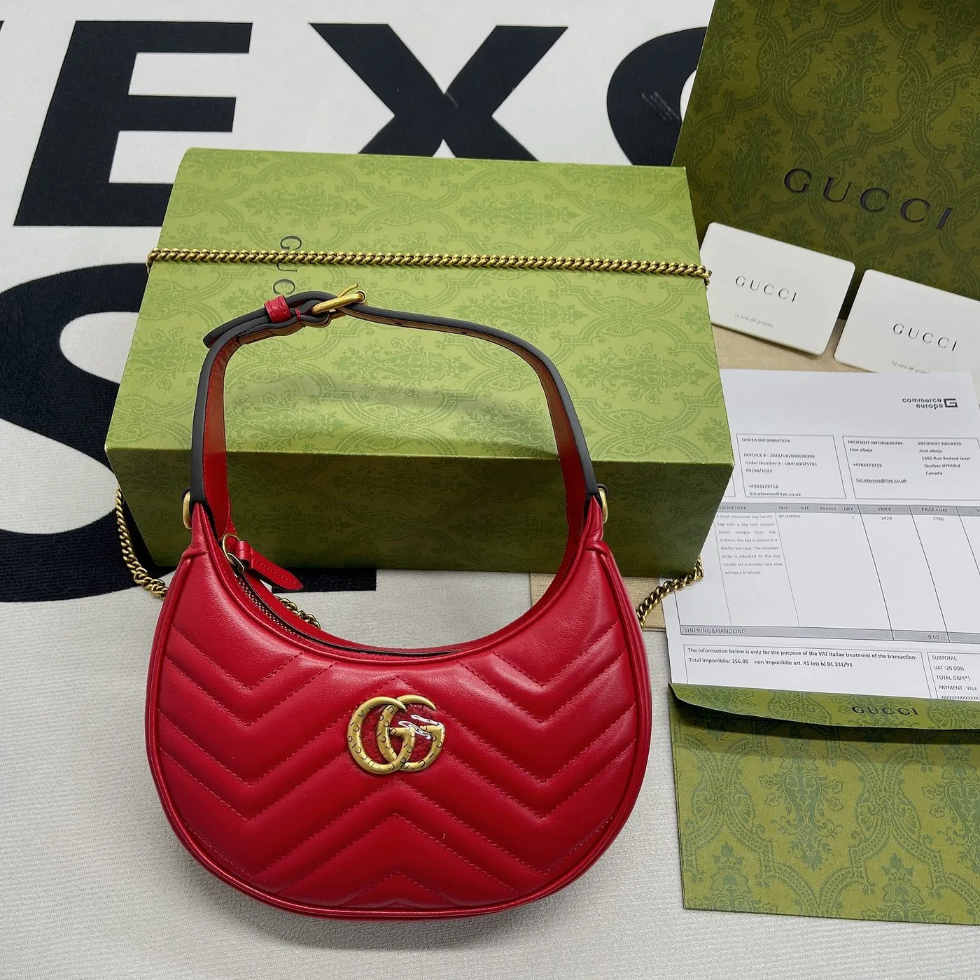 Gucci Marmont Half Moon Shaped Mini Bag Red - Image 5
