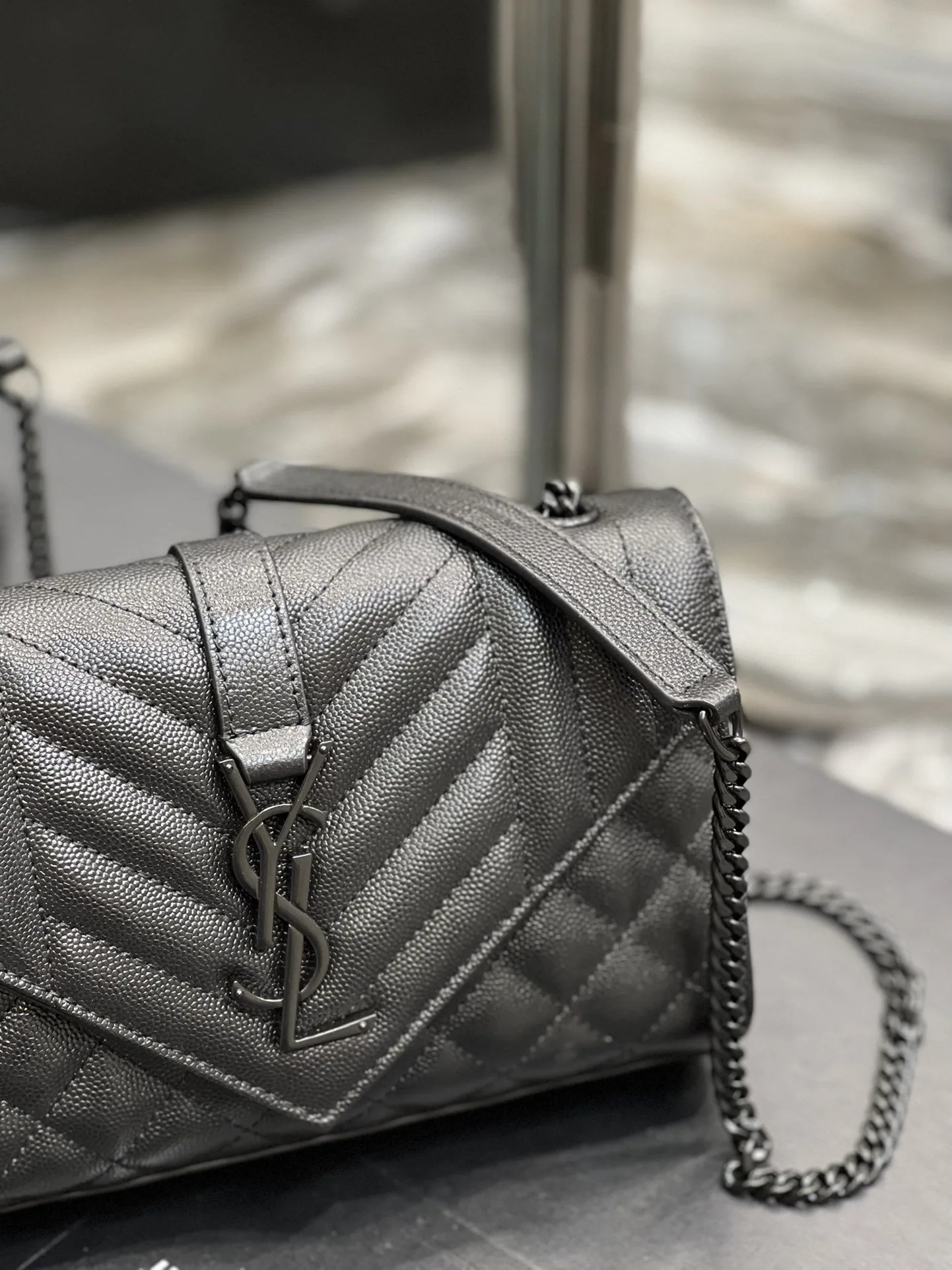 Saint Laurent Small Bag Black In Mix Matelasse / YSL - Image 3