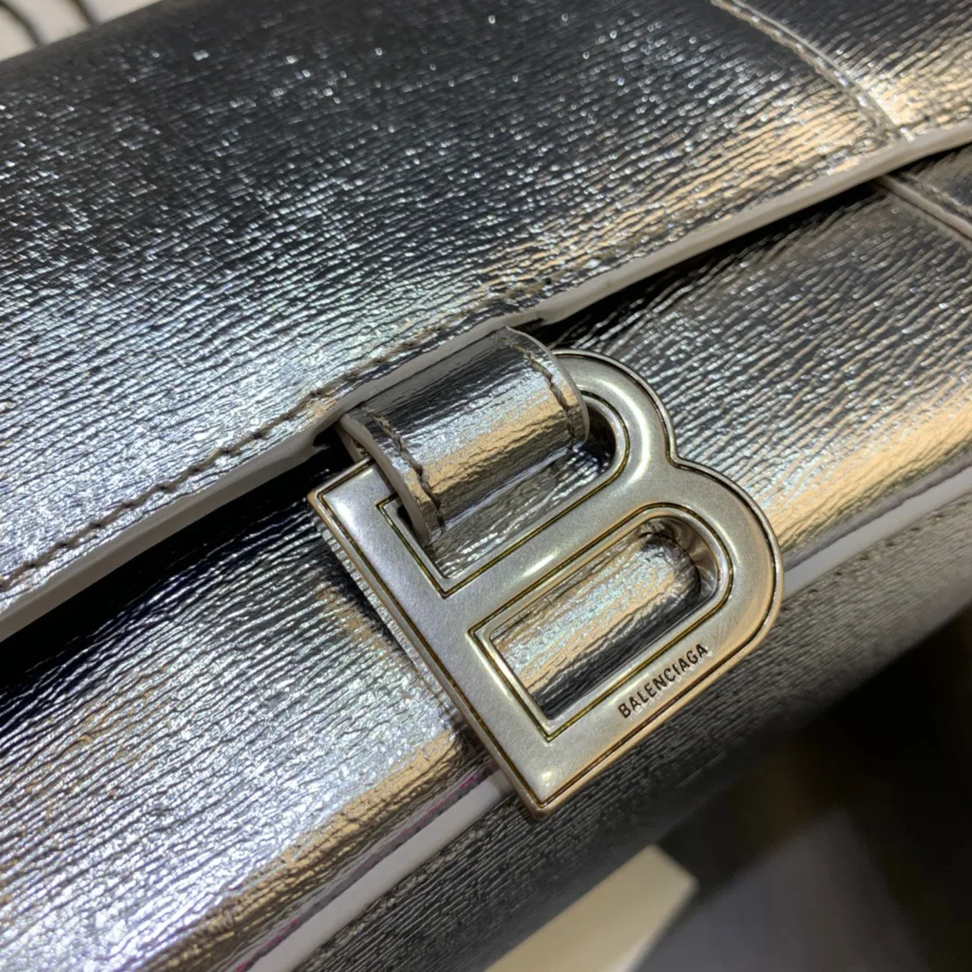 Balenciaga Hourglass Small Handbag In Sliver - Image 5