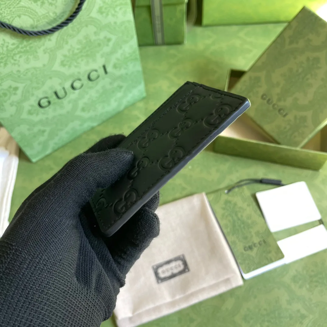 Gucci Card Case GG Embossed in Black / - Image 4