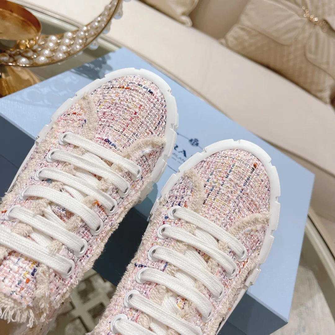Alternative view of Prada Gabardine Canva Double Wheel Sneakers Pink / PRD
