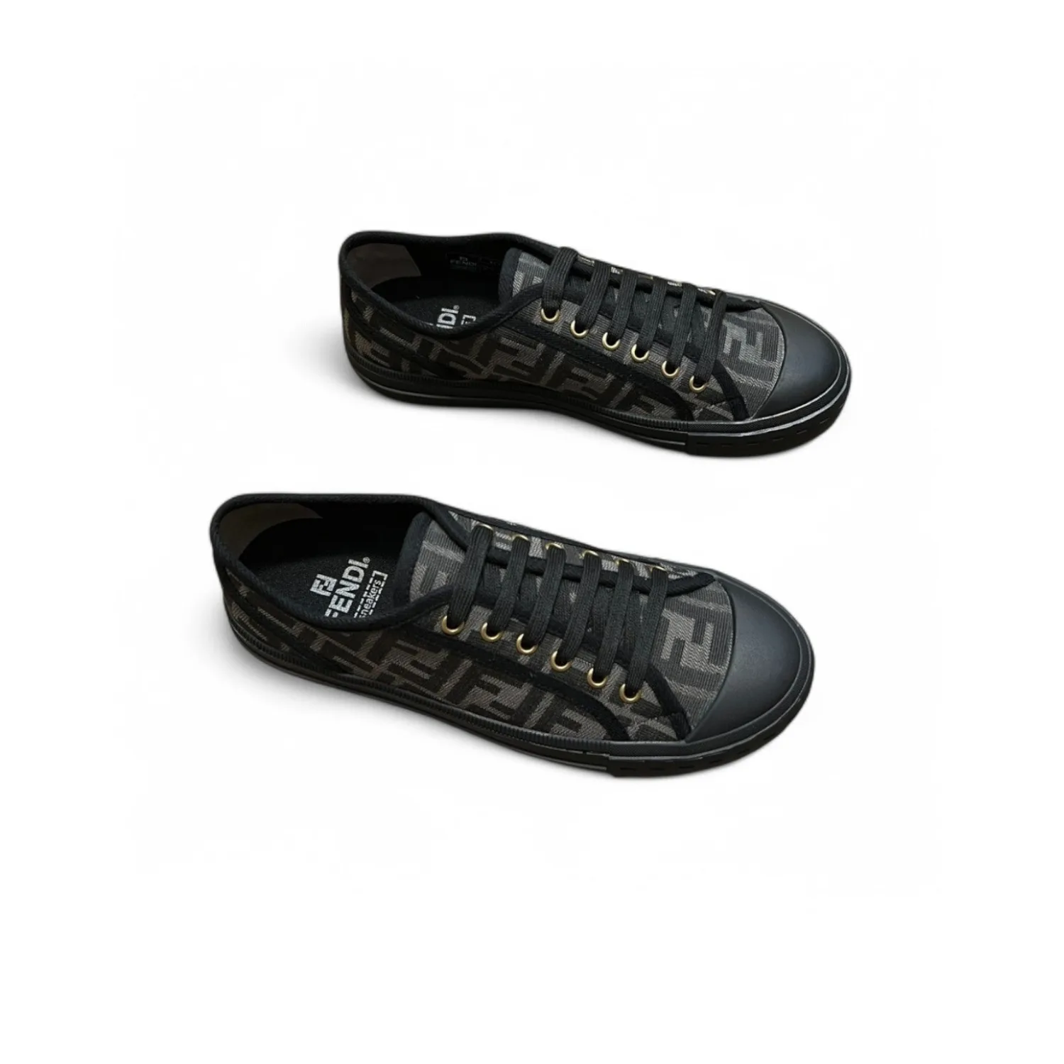 Fendi FD Domino Fabric Low-Tops Sneakers Black 7E1553AJZXF13I8