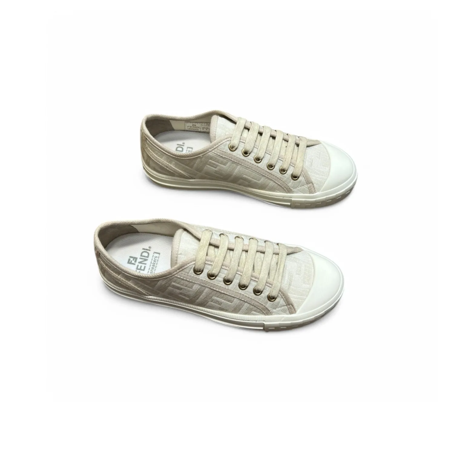 Fendi FD Domino Fabric Low-Tops Sneakers White 7E1553AK1PF1GQF